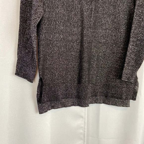 Michael Michael Kors Women’s Small Crewneck Shimmer Sliver Black Top - Picture 4 of 6
